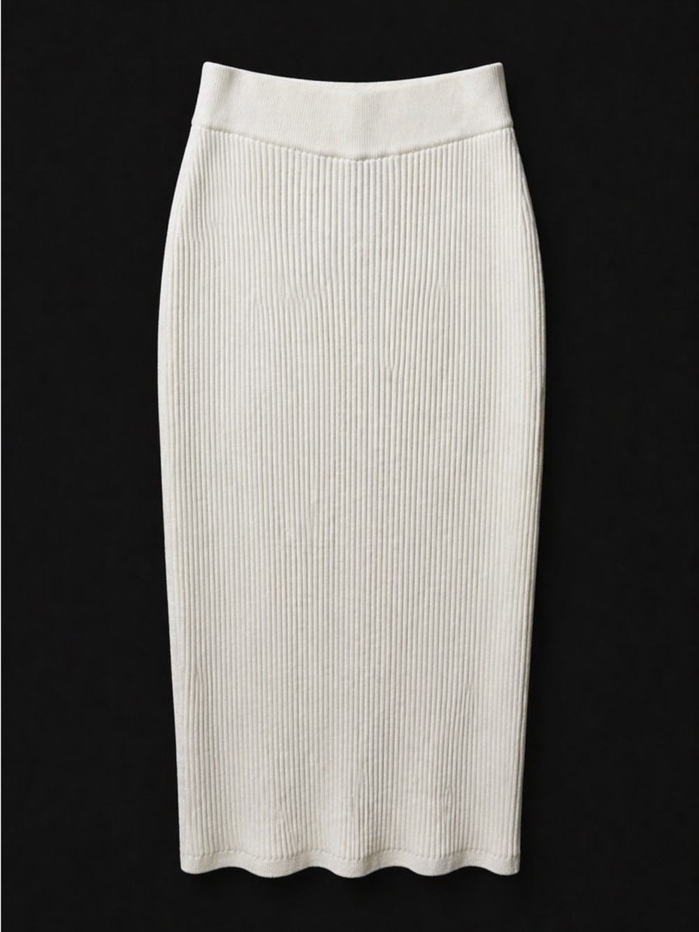 & OTHER STORIES FITTED RIBBED KNIT IVORY MIDI SKIRT. LARGE